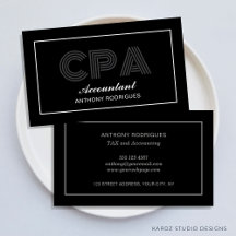 Moderne elegante schwarze Visitenkarte für Buchhal