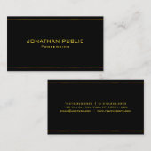 Moderne, elegante schwarze Vorlage mit Gold Text Visitenkarte (Vorne/Hinten)