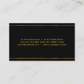 Moderne, elegante schwarze Vorlage mit Gold Text Visitenkarte (Rückseite)