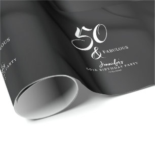 Moderne Elegante Schwarze Weiße Fünfzig Fabelhafte Geschenkpapier