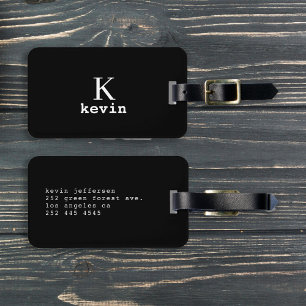 Moderne elegante schwarze weiße Monogramm-Name sti Gepäckanhänger