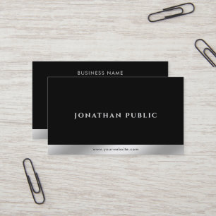 Moderne elegante schwarze weiße silberne professio visitenkarte