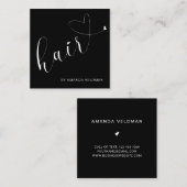 Moderne Elegante Schwarzes Herz Quadratische Visitenkarte (Vorne/Hinten)