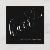 Moderne Elegante Schwarzes Herz Quadratische Visitenkarte (Vorderseite)