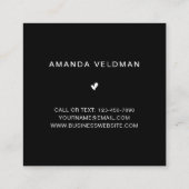 Moderne Elegante Schwarzes Herz Quadratische Visitenkarte (Rückseite)