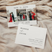 Moderne, elegante Script 3 Foto Wedding Save The Date