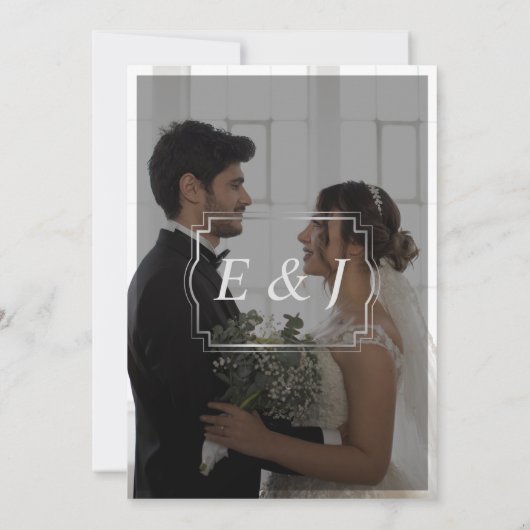 Moderne, elegante Script 5 Foto Grid Overlay Weddi Einladung (Rückseite)