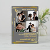 Moderne, elegante Script 5 Foto Grid Overlay Weddi Folieneinladung (Stehend vorne)