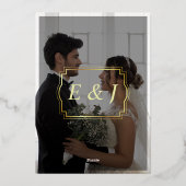 Moderne, elegante Script 5 Foto Grid Overlay Weddi Folieneinladung (Rückseite)