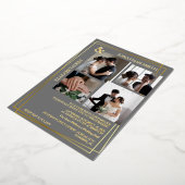Moderne, elegante Script 5 Foto Grid Overlay Weddi Folieneinladung (Gedreht)