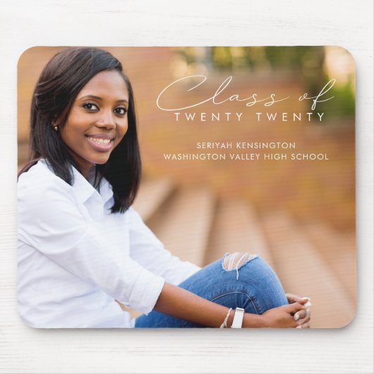 Moderne, elegante Script-Abschluss-Klasse für Foto Mousepad (Vorne)