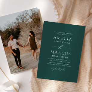Moderne, elegante Script-Aquamarine Hochzeit Einladung