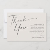 Moderne, elegante Script Baby Dusche Dankeskarte (Vorderseite)