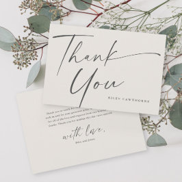 Moderne, elegante Script Baby Dusche Dankeskarte