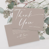 Moderne, elegante Script Baby Dusche Dankeskarte