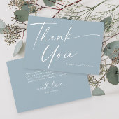 Moderne, elegante Script Baby Dusche Dankeskarte