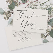 Moderne, elegante Script Baby Dusche Dankeskarte