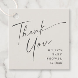 Moderne, elegante Script Baby Dusche Vielen Dank Geschenkanhänger