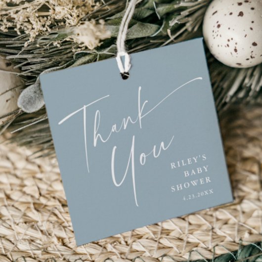 Moderne, elegante Script Baby Dusche Vielen Dank Geschenkanhänger