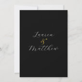 Moderne, elegante Script Black and Gold Wedding Einladung (Rückseite)