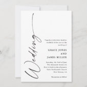 Moderne, elegante Script Black and White Wedding Einladung (Vorderseite)