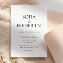 Moderne, elegante Script Black and White Wedding Einladung