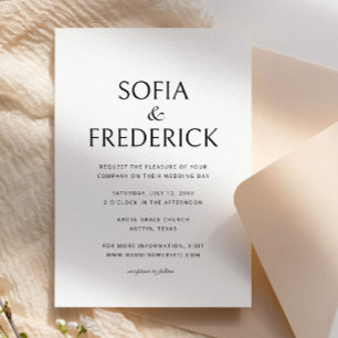 Moderne, elegante Script Black and White Wedding Einladung