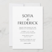 Moderne, elegante Script Black and White Wedding Einladung (Vorderseite)