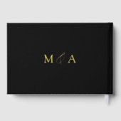 Moderne, elegante Script Black Wedding Gästebuch (Rückseite)