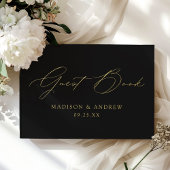 Moderne, elegante Script Black Wedding Gästebuch