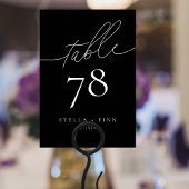 Moderne, elegante Script Black Wedding Tischnummer