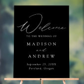 Moderne elegante Script Black Wedding Willkommen Acrylschild (Neutral)