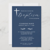 Moderne elegante Script Blue Baptisse Einladung (Vorderseite)