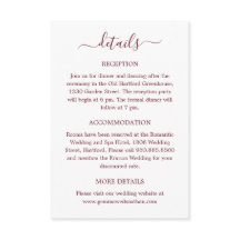 Moderne, elegante Script Burgundy Red Wedding Deta