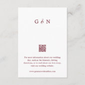 Moderne, elegante Script Burgundy Red Wedding Deta Begleitkarte (Rückseite)