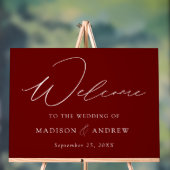 Moderne, elegante Script Burgundy Wedding Willkomm Acrylschild (Neutral)