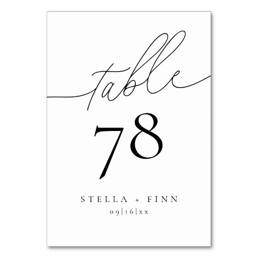 Moderne elegante Script Chic Wedding Tischnummer (Rückseite)