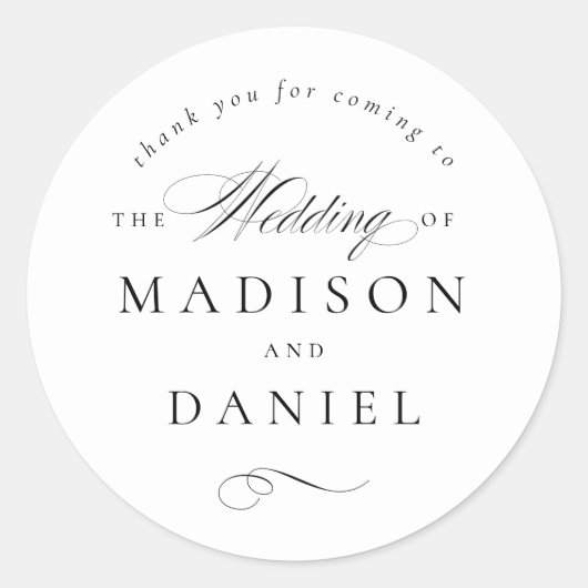 Moderne, elegante Script Classic Gastgeschenk Hoch Runder Aufkleber (Vorderseite)