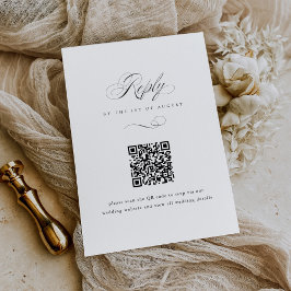 Moderne, elegante Script Classic QR Code Hochzeit RSVP Karte