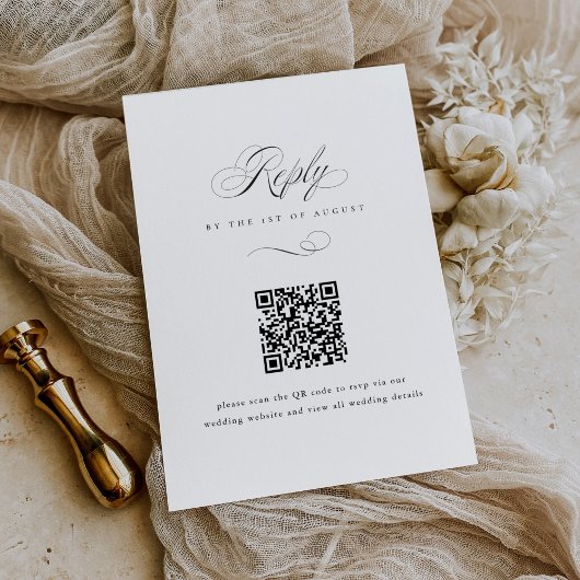 Moderne, elegante Script Classic QR Code Hochzeit RSVP Karte