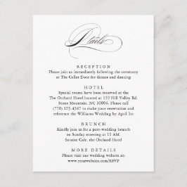 Moderne, elegante Script Classic Wedding Details Begleitkarte