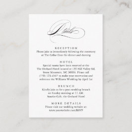 Moderne, elegante Script Classic Wedding Details Begleitkarte