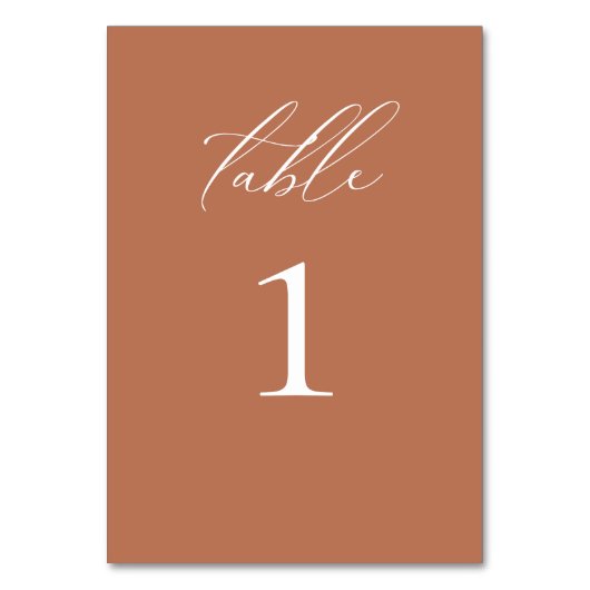 Moderne, elegante Script Clay Tischnummer (Rückseite)