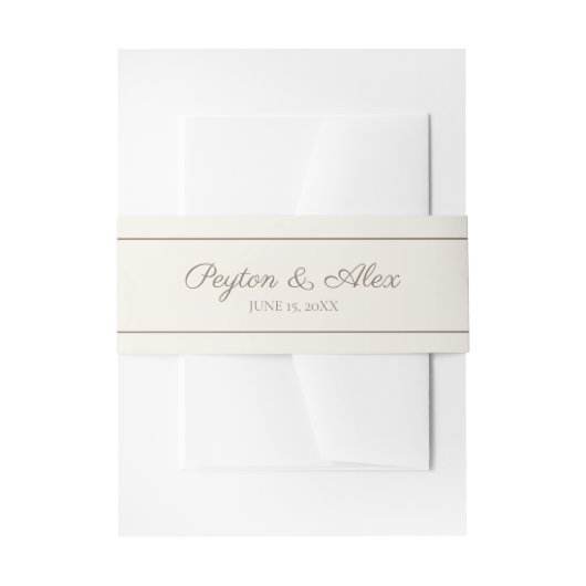 Moderne, elegante Script Cream Brown Wedding Einladungsbanderole (Vorderseite Beispiel)