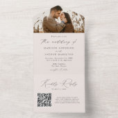 Moderne, elegante Script-Cream-Foto Hochzeit All In One Einladung (Innen Boden)