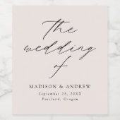 Moderne, elegante Script-Cream-Hochzeit Weinetikett (Einzelnes Label)