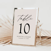 Moderne, elegante Script Cream Wedding Tischnummer