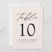 Moderne, elegante Script Cream Wedding Tischnummer (Rückseite)