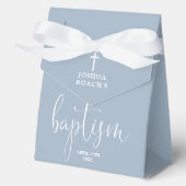 Moderne, elegante Script Dusty Blue Baptism Fvor B Geschenkschachtel (Vorderseite)