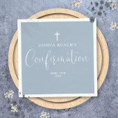 Moderne elegante Script-Dusty Blue-Bestätigung Serviette